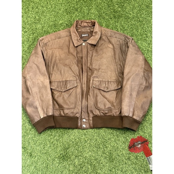 Wilsons Leather Other - Vintage Wilsons Jacket Mens XL Brown Leather Bomber Aviator Flyers Full Zip